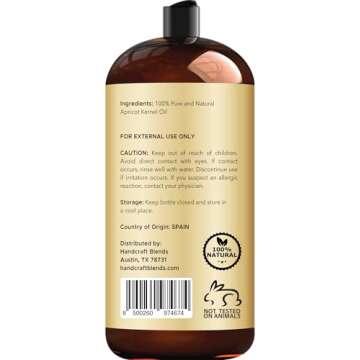 Handcraft Blends Apricot Kernel Oil - Cold-Pressed 28 Fl Oz - 100% Pure and Natural - Premium Grade ...