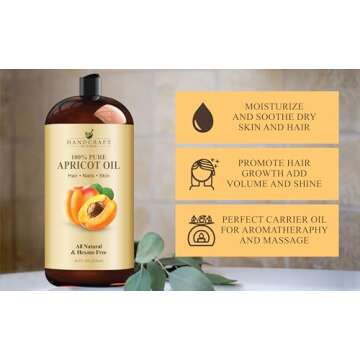 Handcraft Blends Apricot Kernel Oil - Cold-Pressed 28 Fl Oz - 100% Pure and Natural - Premium Grade Carrier Oil for Skin and Hair - Hair and Body - Massage - Hexane-Free