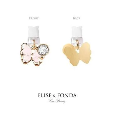 ELISE & FONDA CP216 USB Charging Port Anti Dust Plug Tiny Butterfly Pendant Phone Charm for iPhone 11/ XS MAX/XR/X/8 Plus/7/6S/8/SE iPad iPod (Pink)