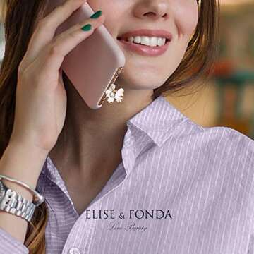 ELISE & FONDA CP216 USB Charging Port Anti Dust Plug Tiny Butterfly Pendant Phone Charm for iPhone 11/ XS MAX/XR/X/8 Plus/7/6S/8/SE iPad iPod (Pink)