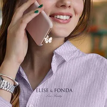 ELISE & FONDA CP216 USB Charging Port Anti Dust Plug Tiny Butterfly Pendant Phone Charm for iPhone 11/ XS MAX/XR/X/8 Plus/7/6S/8/SE iPad iPod (Pink)