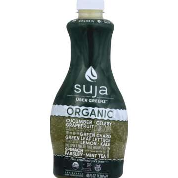 Suja Organic Cold-Pressed Uber Greens, Green Juice full of Leafy Green Cucumber, Celery, Chard, Lett...
