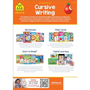 School Zone - Cursive Writing Workbook - 32 Pages, Ages 8 to 10, 3rd Grade, 4th Grade, Practice Handwriting, Tracing, Letters, and More (School Zone I Know It!® Workbook Series)