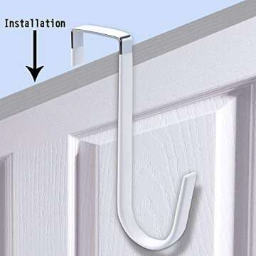 Over Door Hook White - 4Pack Soft Rubber Surface Design to Prevent Article Scratches,Single Door Hook for Bathroom,Kitchen,Bedroom,Cubicle,Shower Room Hanging Towel,Clothes,Pants,Shoe Bag,Coat