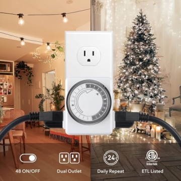 HBN Indoor Dual Outlet Timer - Easy 24 Hour Scheduling