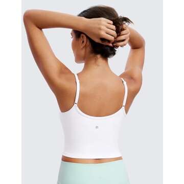 CRZ YOGA Butterluxe Women’s Sweetheart Longline Sports Bra - Adjustable Thin Strap Workout Tank To...