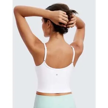 CRZ YOGA Butterluxe Women’s Sweetheart Longline Sports Bra - Adjustable Thin Strap Workout Tank To...