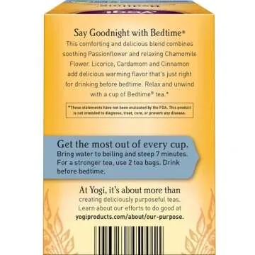Yogi Tea Bedtime Tea - 16 Tea Bags per Pack (4 Packs) - Chamomile & Passionflower Herbal Tea Blend -...