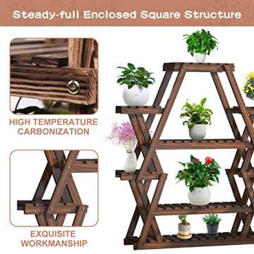 LINYI Bamboo Plant Stands for Indoor Plants Tall Multi-Tiered Plant Shelf Gardening Pots, Planters &...