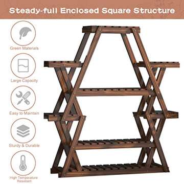 LINYI Bamboo Plant Stands for Indoor Plants Tall Multi-Tiered Plant Shelf Gardening Pots, Planters & Accessories for Living Room&Office…
