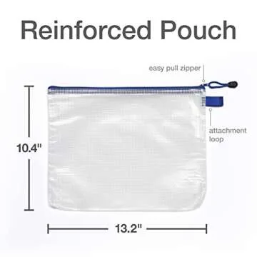 Oxford Reinforced Zip Pouches - 10 Pack of Colorful and Durable Organizers