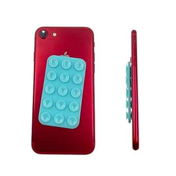 NTidea (2 Pack) Silicone Suction Phone Case Double-Sides Mount, Silicon Hands-Free Phone Accessory for iPhone and Android, Mirror Shower Phone Holder, Tiktok Videos and Selfies, Black Teal