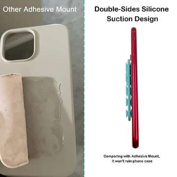 NTidea (2 Pack) Silicone Suction Phone Case Double-Sides Mount, Silicon Hands-Free Phone Accessory for iPhone and Android, Mirror Shower Phone Holder, Tiktok Videos and Selfies, Black Teal