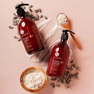 Luseta Argan Oil Shampoo and Conditioner Set Thickening for Thin & Dry Hair Smoothing & Nourishing Anti- Frizz for All Hair Types Sulfate Free for Men and Women 2 x16.9Fl Oz