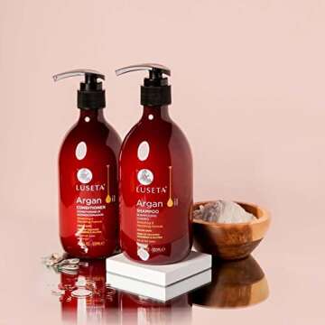 Luseta Argan Oil Shampoo and Conditioner Set Thickening for Thin & Dry Hair Smoothing & Nourishing Anti- Frizz for All Hair Types Sulfate Free for Men and Women 2 x16.9Fl Oz