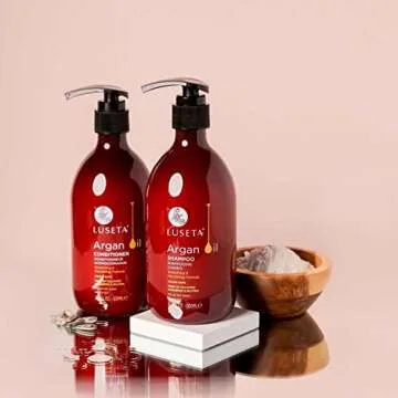 Luseta Argan Oil Shampoo and Conditioner Set Thickening for Thin & Dry Hair Smoothing & Nourishing Anti- Frizz for All Hair Types Sulfate Free for Men and Women 2 x16.9Fl Oz