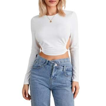 Y2k Skinny Long Sleeve Backless Crop Tops Square Neck Bodycon Shirts Cut Out Pullover Cami Streetwear