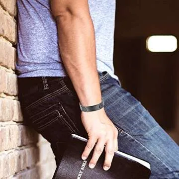Flongo Men's Vintage Black Cross Bracelet for Faith