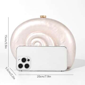 Ryxuzer Clutch Purse For Women Acrylic Conch Shell Handbag, Crossbody Wedding Summer Shoulder Bag Mini Evening Cute Bride Bridesmaid Bags Pearl Novelty Luxury Designer Handbags(Pearl)