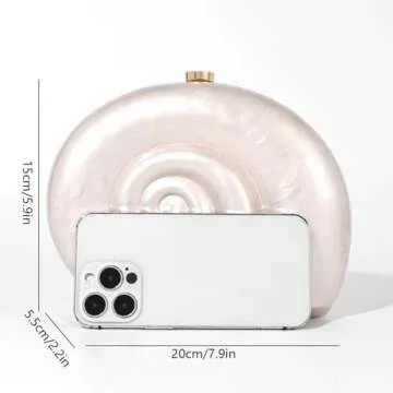 Ryxuzer Clutch Purse For Women Acrylic Conch Shell Handbag, Crossbody Wedding Summer Shoulder Bag Mini Evening Cute Bride Bridesmaid Bags Pearl Novelty Luxury Designer Handbags(Pearl)