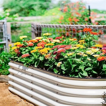 Vego Garden Modular Metal Raised Bed Kit Pearl White