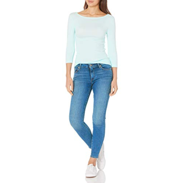 Amazon Essentials Aqua Blue Boat Neck T-Shirt