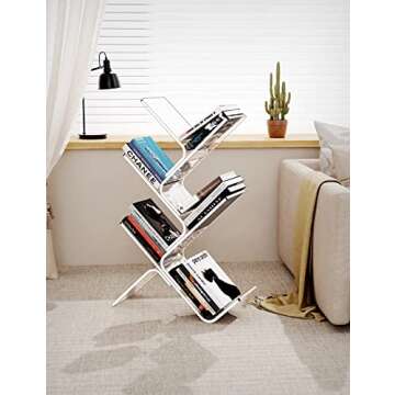 solaround Acrylic Tree Bookcases Modern Clear Wall Bookshelf Standing Bookcase Tree Organizer Decora...
