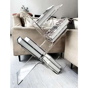 solaround Acrylic Tree Bookcases Modern Clear Wall Bookshelf Standing Bookcase Tree Organizer Decorative Storage Rack(5-Tier Floor, Clear)