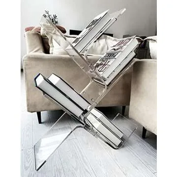 solaround Acrylic Tree Bookcases Modern Clear Wall Bookshelf Standing Bookcase Tree Organizer Decorative Storage Rack(5-Tier Floor, Clear)