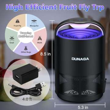 Fly Traps Indoor, Fruit Fly Traps, Gnat Traps, Bug Zapper Indoor, Insect Traps Indoor with 10 Sticky Glue Boards, Black