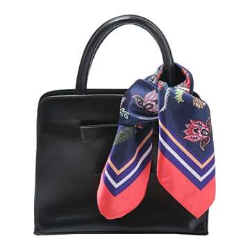 Lingso Square Scarfs Set for Women 4 Mixed Floral Pattern, Hair Head Neck Tie Purse Belt Bag Wraps Silk Scarf 21" × 21"