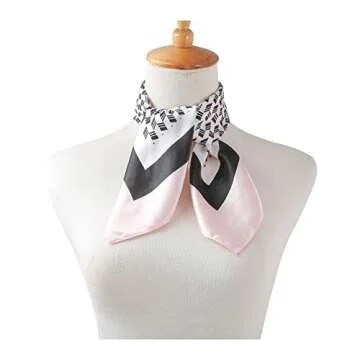 Lingso Square Scarfs Set for Women 4 Mixed Floral Pattern, Hair Head Neck Tie Purse Belt Bag Wraps Silk Scarf 21" × 21"