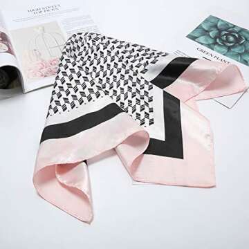 Lingso Square Scarfs Set for Women 4 Mixed Floral Pattern, Hair Head Neck Tie Purse Belt Bag Wraps Silk Scarf 21" × 21"