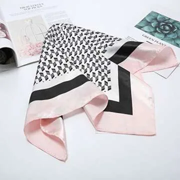 Lingso Square Scarfs Set for Women 4 Mixed Floral Pattern, Hair Head Neck Tie Purse Belt Bag Wraps Silk Scarf 21" × 21"