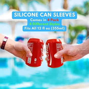 Soda-Like Can Covers - Silicone Sleeves, 4 Pack