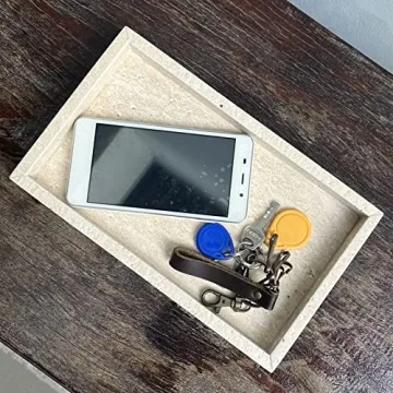 StonePlus Natural Marble Elegant Jewelry Tray Small Stone Organizer for Dressroom/Bathroom/Coffeeshop (Beige Travertine, 9.84Lx5.91Wx1.18H)