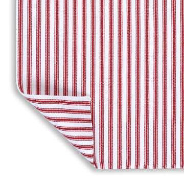 Cackleberry Home Red and White Ticking Stripe Woven Cotton Table Runner Reversible 14 x 72 Inches