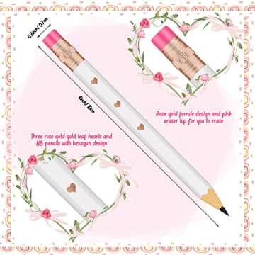 Ireer 36 Pieces Bridal Shower Pencils Golf Pencils with Erasers Half Pencils Pre Sharpened 4 Inch We...