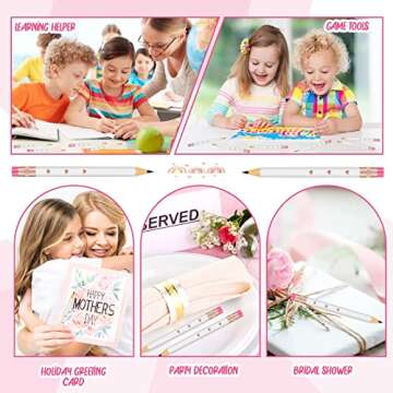 Ireer 36 Pieces Bridal Shower Pencils Golf Pencils with Erasers Half Pencils Pre Sharpened 4 Inch Wedding Pencils 2 HB Mini Hexagon Pencils for Kids Baby Shower Favors Office School Classroom, White