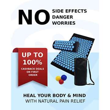 Acupressure Mat and Pillow Set for Lower Back Pain Relief & Muscle Relaxation - Acupuncture Mattress + Spiky Ball Massage Set for Back, Neck & Sciatic Nerve Pain - Relieves Tension at Pressure Points
