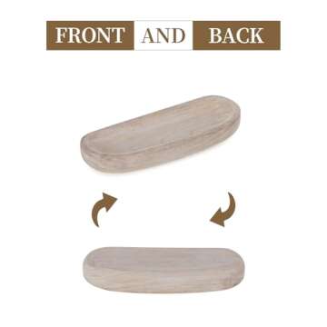 Hanobe Decorative Wooden Dough Bowl: Large Bowls Rustic White Wood Holder Tray Long Centerpiece Decorations for Kitchen Living Room Home Decor