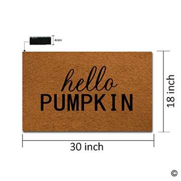 MsMr Funny Doormat Entrance Floor Mat Indoor Outdoor Decorative Doormat Bathroom Mat with Hello Pumpkin Design 30"x18"