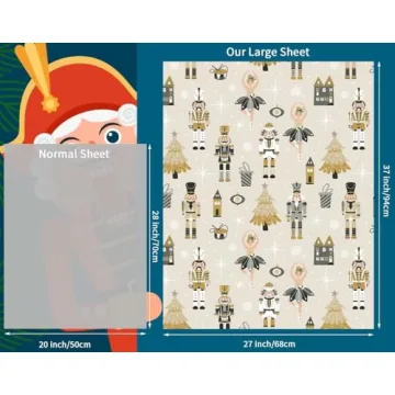 Vintage Nutcracker Christmas Wrapping Paper Large Sheets