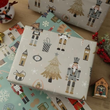 Vintage Nutcracker Christmas Wrapping Paper Large Sheets