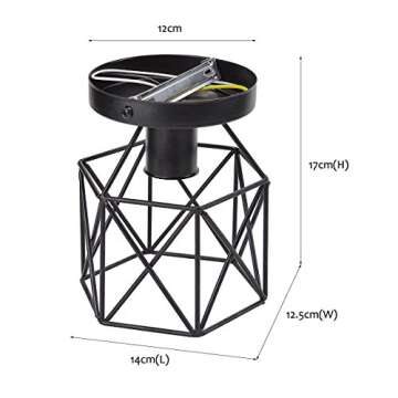 Lysed E26 E27 Retro Black Industrial Light Fixture,Vintage Flush Mount Ceiling Light,Mini Metal Rustic Ceiling Lamp for Porch Hallway,Kitchen,Stairway,Farmhouse Light