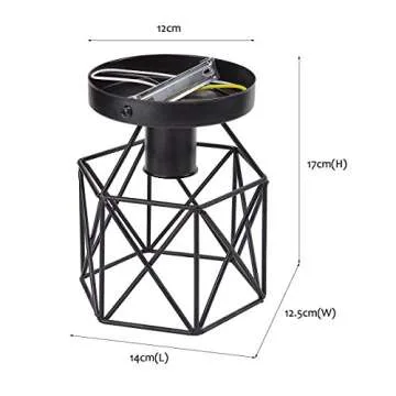 Lysed E26 E27 Retro Black Industrial Light Fixture,Vintage Flush Mount Ceiling Light,Mini Metal Rustic Ceiling Lamp for Porch Hallway,Kitchen,Stairway,Farmhouse Light