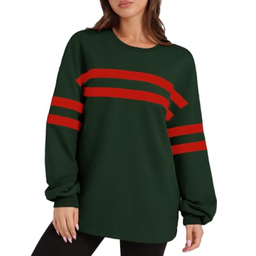 WIHOLL Sweatshirts for Women Loose Fit Casual Crew Neck Tops Fall Outfits 2024 Long Sleeve Pullover Winter Fashion Green S