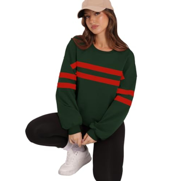 WIHOLL Sweatshirts for Women Loose Fit Casual Crew Neck Tops Fall Outfits 2024 Long Sleeve Pullover Winter Fashion Green S