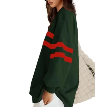 WIHOLL Sweatshirts for Women Loose Fit Casual Crew Neck Tops Fall Outfits 2024 Long Sleeve Pullover Winter Fashion Green S