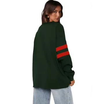WIHOLL Sweatshirts for Women Loose Fit Casual Crew Neck Tops Fall Outfits 2024 Long Sleeve Pullover Winter Fashion Green S